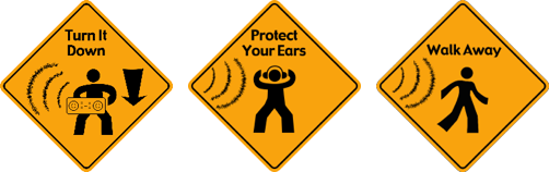 3 Strateties: Turn it down, Protect your ears, Walk Away