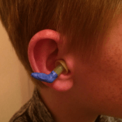 Foam ear plug in ear