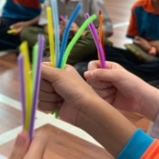 Students with pipe cleaners